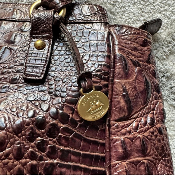 Brahmin Arianna Onyx Stanton Tote Leather Shoulder Bag brown croc embossed - Picture 8 of 15